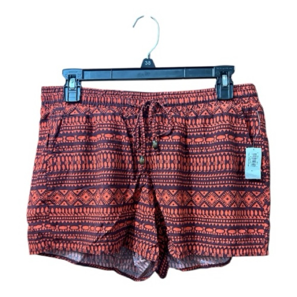 OLD NAVY NWT Soft Short Crimson Red & Orange Tones Size M Aztec Comfy Front Tie